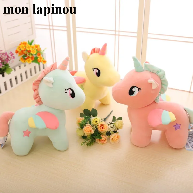 Unicorn Plush Toys Very Soft Pink Yellow Little Horse With Color Wings Stuffed Animal Soft Doll Kids Toys High Quality