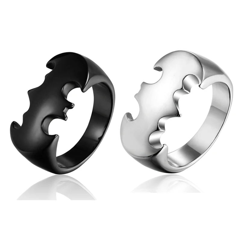 Black/Silver/Gold Batman Ring 316L Stainless Steel Logo Jewelry for Man and Boy US Size 7 8 9 10 11 12 13