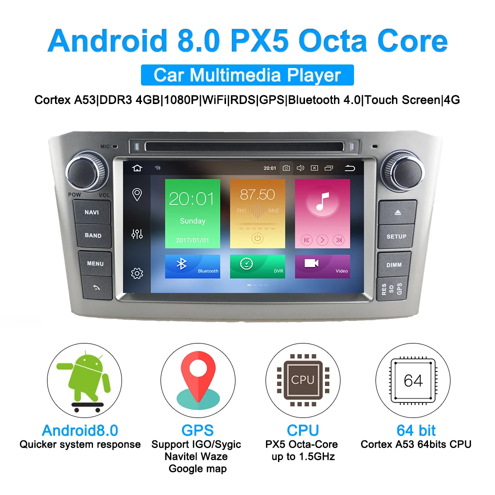 Cheap AUTOTOP 2 Din PX5 Android 8.0 Car DVD Stereo For Toyota Avensis T25 2003-2008 Car Multimedia Headunit GPS Navigation Auto Radio 0