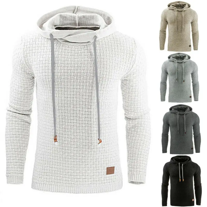 

Hot Sale Fashion Mens Long Sleeve Casual Hoodies Tops Male Solid Color Slim Fit Hooded Hoddies Outfits Plus Size M-3XL