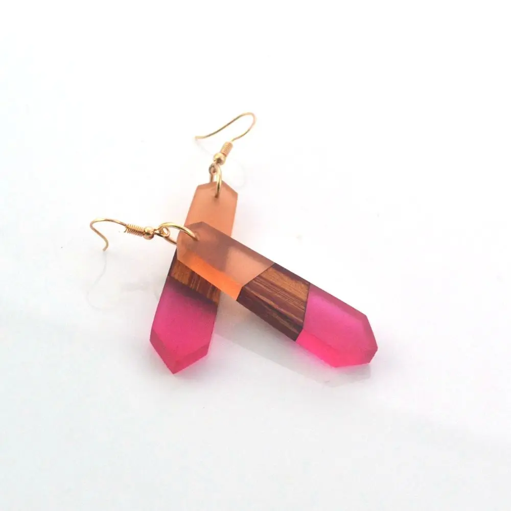 Leanzni Vintage wood resin earrings, fashion features natural wood grain, women jewelry, gift wholesale.