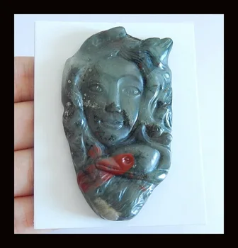 

Natural Carved Angel with fish Blood Stone Woman Cabochon,,Fashion Cabochon Jewelry,61x36x8mm,29.3g