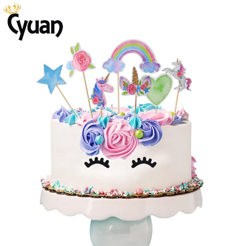 Download Unicorn Rainbow Heart Cake Topper Unicorn Cupcake Toppers ...