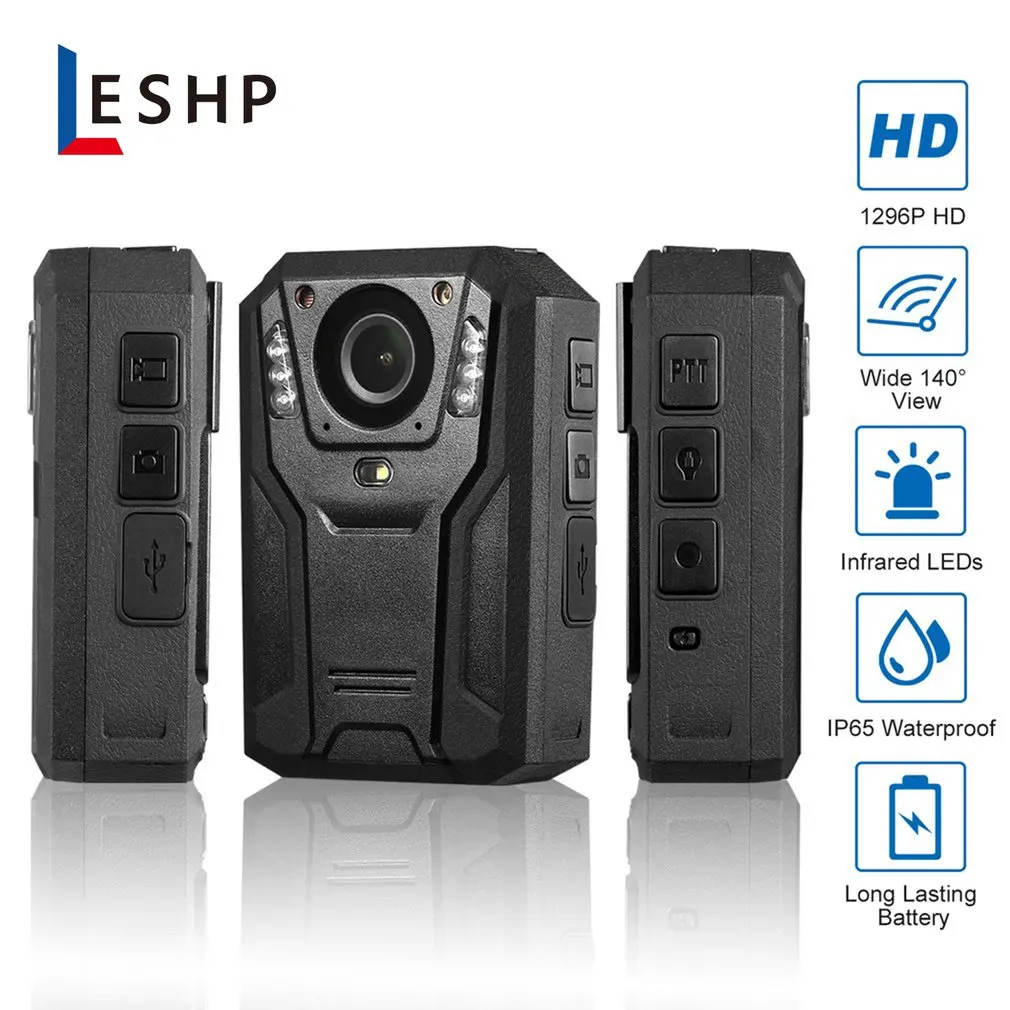 

LESHP 1296P Full HD Waterproof Police Body Camera Security Gadget With 2 Inch Display Night Vision GPS Motion detection UK Plug