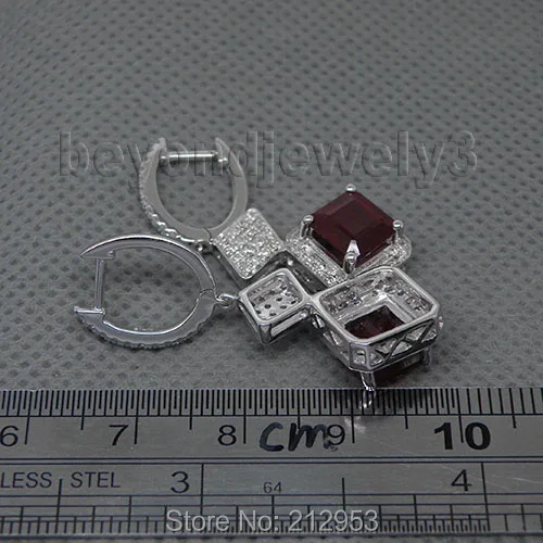 Женские серьги из белого золота с красным Рубином|jewelry diamond earrings|jewelry ruby earringsjewelry