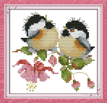 

Joy Sunday The Chatted Birds on Purple-red Flowers Cross Stitch Set Cross Stitch Embroidery Kit Needlework Beginner Cross Stitch