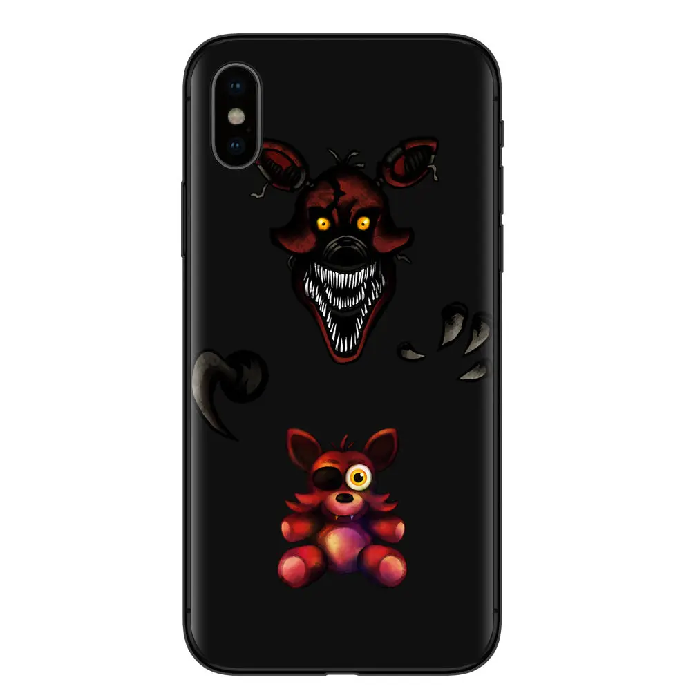 FUNNYRUI FNAF плюшевый Foxy чехол для телефона iphone X 5 5s SE 6 6s 7 8 plus мягкий черный