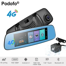 Podofo 4G Wifi Car DVR 7 84 Touch Monitor Android 5 1 Bluetooth Dash Cam ADAS