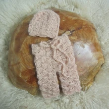 Детские реквизит для фотосъемки, вязаные комбинезоны с узором в виде ракушки ручной работы для новорожденных, реквизит для фотосъемки, мохеровые брюки с шапкой, подарок для малышей