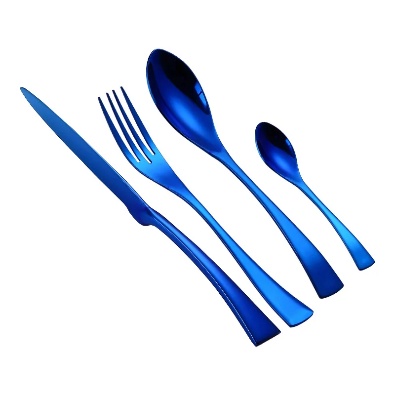 

Blue Dinnerware Set Stainless Steel Cutlery Set 4 Pieces Black Knife Fork Set Tableware Gold Silver Cutleries Western Food Set