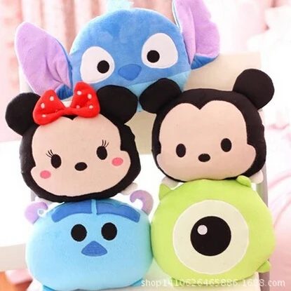 

1pc Cartoon Plush Car Pillow Mickey and Minnie Mouse, Moster, Stitch Plush Toy Creative Plush Nap Pillow