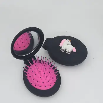 

Unicorn or Hello KT Travel Hair brush Massage combs with mirrors Portable makeup combs Traveling style airbag combs