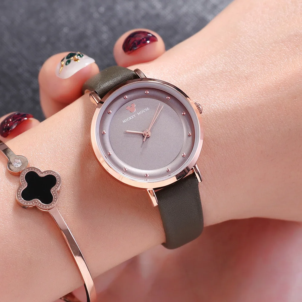 Disney Women Watches 100 Genuine Brand Narrow Leather Ladies Watch New