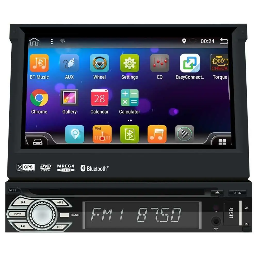 1 Din 7'' Android 6.0 In Dash Bluetooth Radio DVD Player GPS Navigation