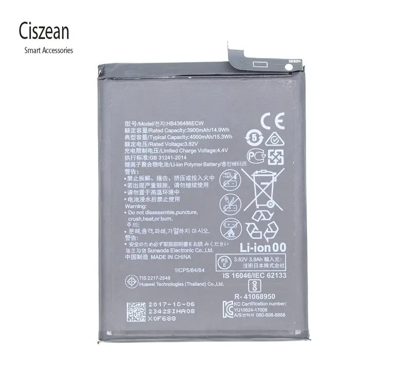 Ciszean 1x новый 3 82 V 3900mAh HB436486ECW Сменный аккумулятор для телефона Huawei mate10 Mate 10 pro
