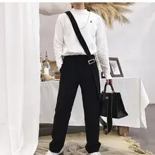 Новая мужская Корейская версия осени Асимметричный нагрудник свободные прямые широкие брюки