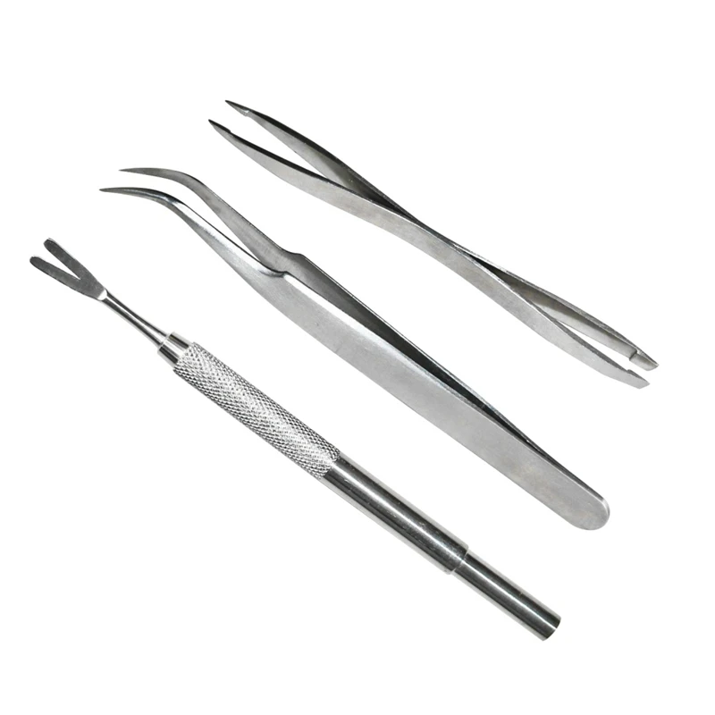 

Pet Flea Treatment Tick Removal Tool Set 2 in 1 Stainless Steel Fork Tweezers Clip for Dog Cat