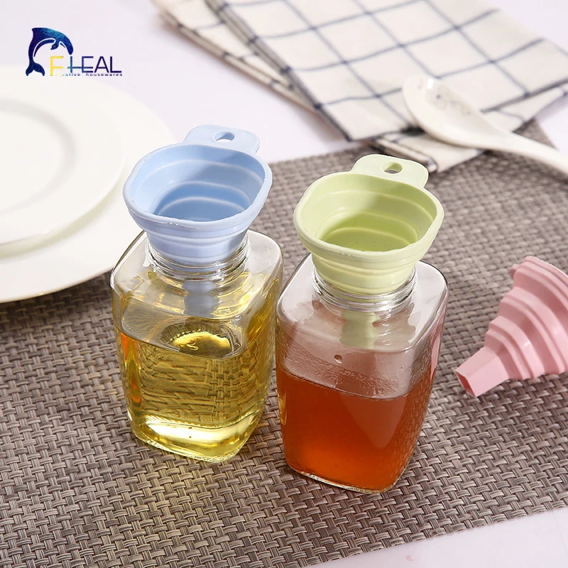 

FHEAL 1PC Silicone Foldable Funnel Mini Portable Funnels Hopper Cooking Gadgets Tool DIY Kitchen Accessories High Quality