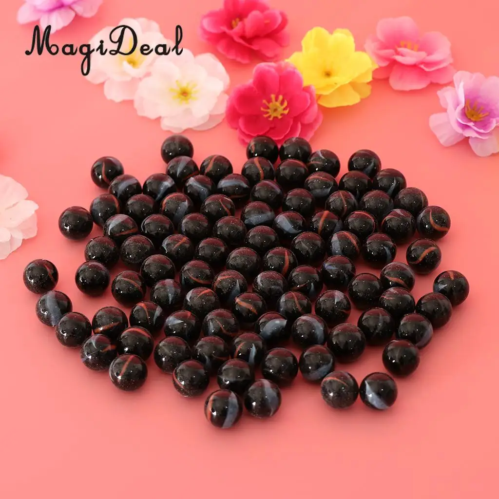 90PCS 16mm Colorful Glass Marbles, Kids Marble Run Game, Marble Solitaire Toy Accs Vase Filler & Fish Tank Home Decor - Black