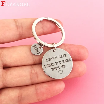 

Custom Engrave Name Abbreviation Initial Letter Couples Keyring Gift Drive Safe I Need You Here With Me Women Boyfriend Keychain