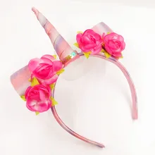 

2018 Gold Unicorn Headband Handmade Kids Party Horn Gold Glittery Beautiful Headwear Hairband Hair Band Accessories Gold/Silver