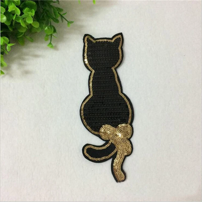 20pcs parches bordados para ropa Cat Patch Sequined Patches For