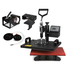 New Pro Heat Press 5 in 1 Heat Transfer Press Machine T-Shirt Hat Cap Swing Away