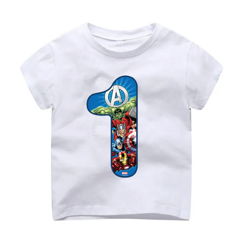 Г. Летние детские футболки с надписью «С Днем Рождения», «мстители», номер 1-9 лет футболка для мальчиков с супергероями детская одежда для маленьких девочек dHKP1003