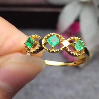 

Natural emerald ring Free shipping 925 sterling silver 2.5mm 3pcs gemstone Fine jewelry