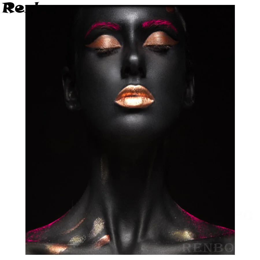 

5D DIY Diamond Painting Black makeup woman Diamond Embroidery African art Cross Stitch Square Mosaic Decoration Home Accessories