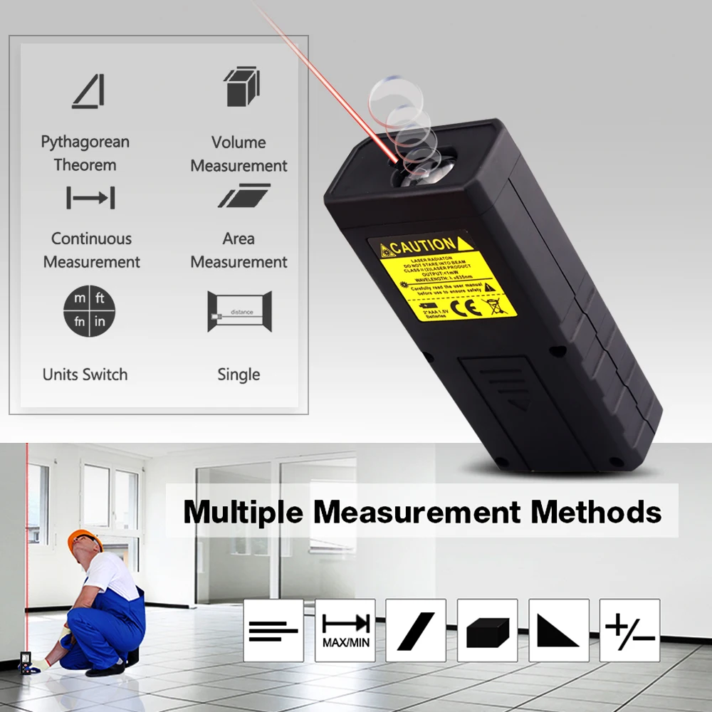 Borbede Laser Distance Meter 80M 100M 120M 150M Handheld Portable Rangefinder Laser Measure Tape