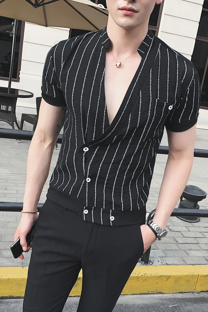 Sexy Deep V Stand Collar Shirt 2018 