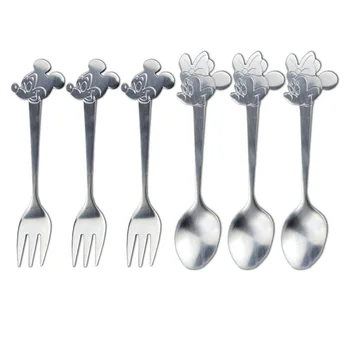 

6pcs/lot Stainless Steel Cartoon Kids Spoon Mickey Minnie style Children Spoon Ice Cream Small Coffee spoon For Kids Christmas