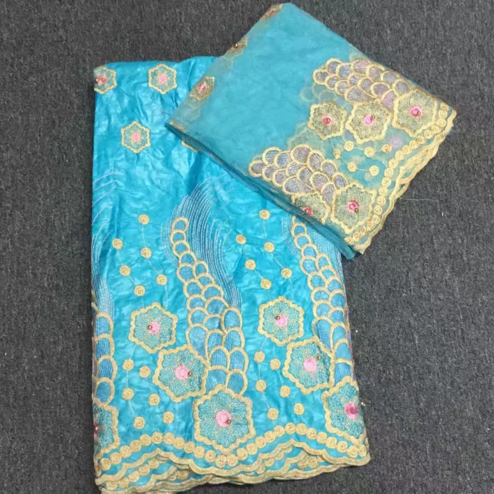 

African lace fabric 5yds bazin riche+2yds net water soluble fabrics cotton material women party event dresses 2019 high quality