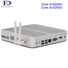 Большая акция для Новогодние Intel Core i5 6200U 5200U 4200U безвентиляторный мини-ПК 4 К стример HTPC HDMI VGA рабочего стола компьютер