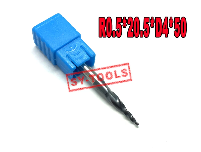 

5PCS R0.5*D4*20.5*50L*2F HRC55 Tungsten solid carbide Coated Tapered Ball Nose End Mills taper and cone endmills