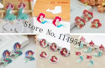 

New 100 pcs Mixed Cartoon Mermaid Princess Jewelry Patch Resin DIY Jewelry Accessories X-23