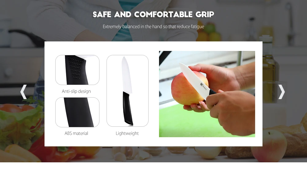 xyj 6 in 1 Kitchen Fruit Vegetable Paring Kit Slip-proof Handle Ceramic Knives with Peeler Holder