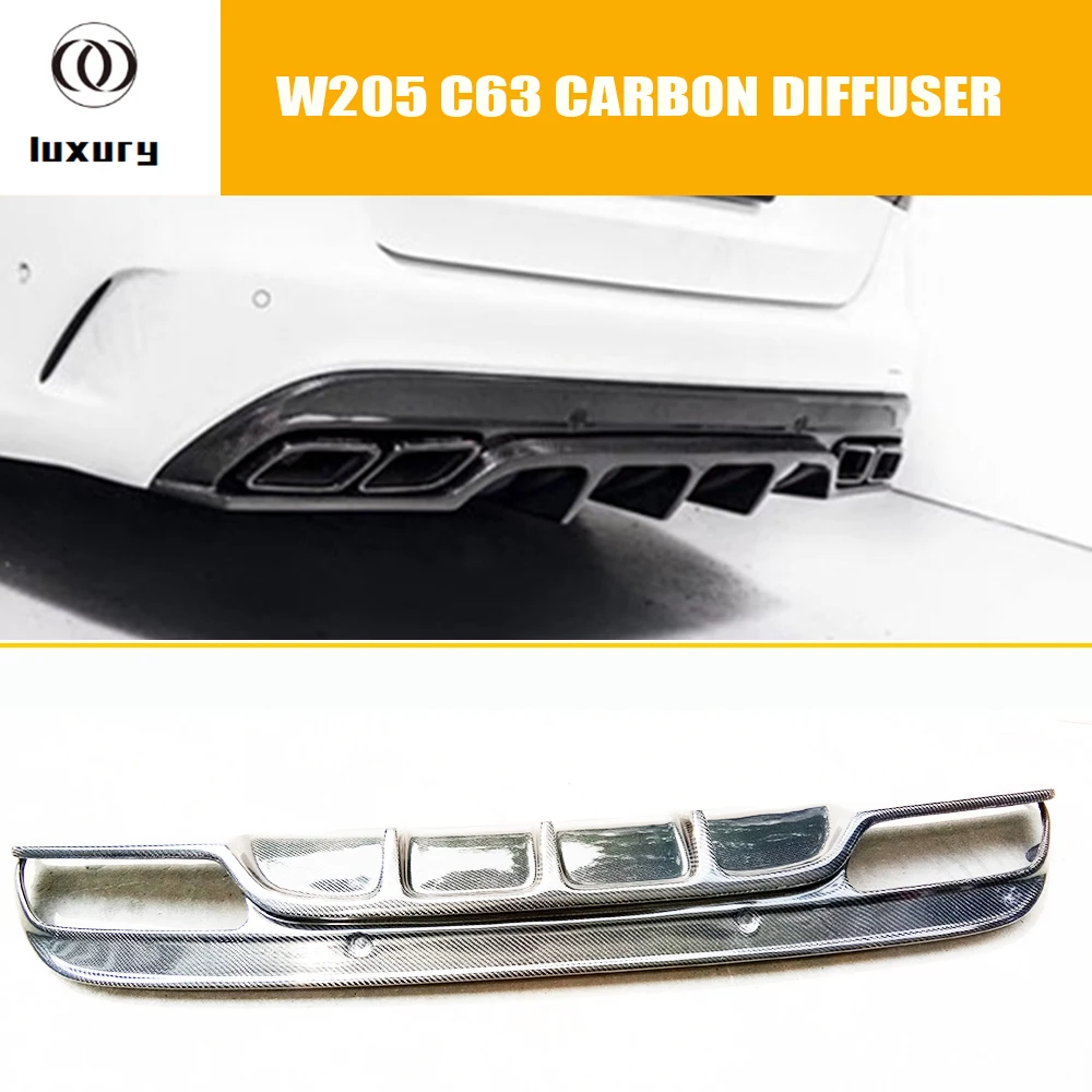 

C63 Carbon Fiber FD Style Rear Bumper Spoiler Lip Diffuser Protector for Benz W205 C63 & C63s Amg 4 Door