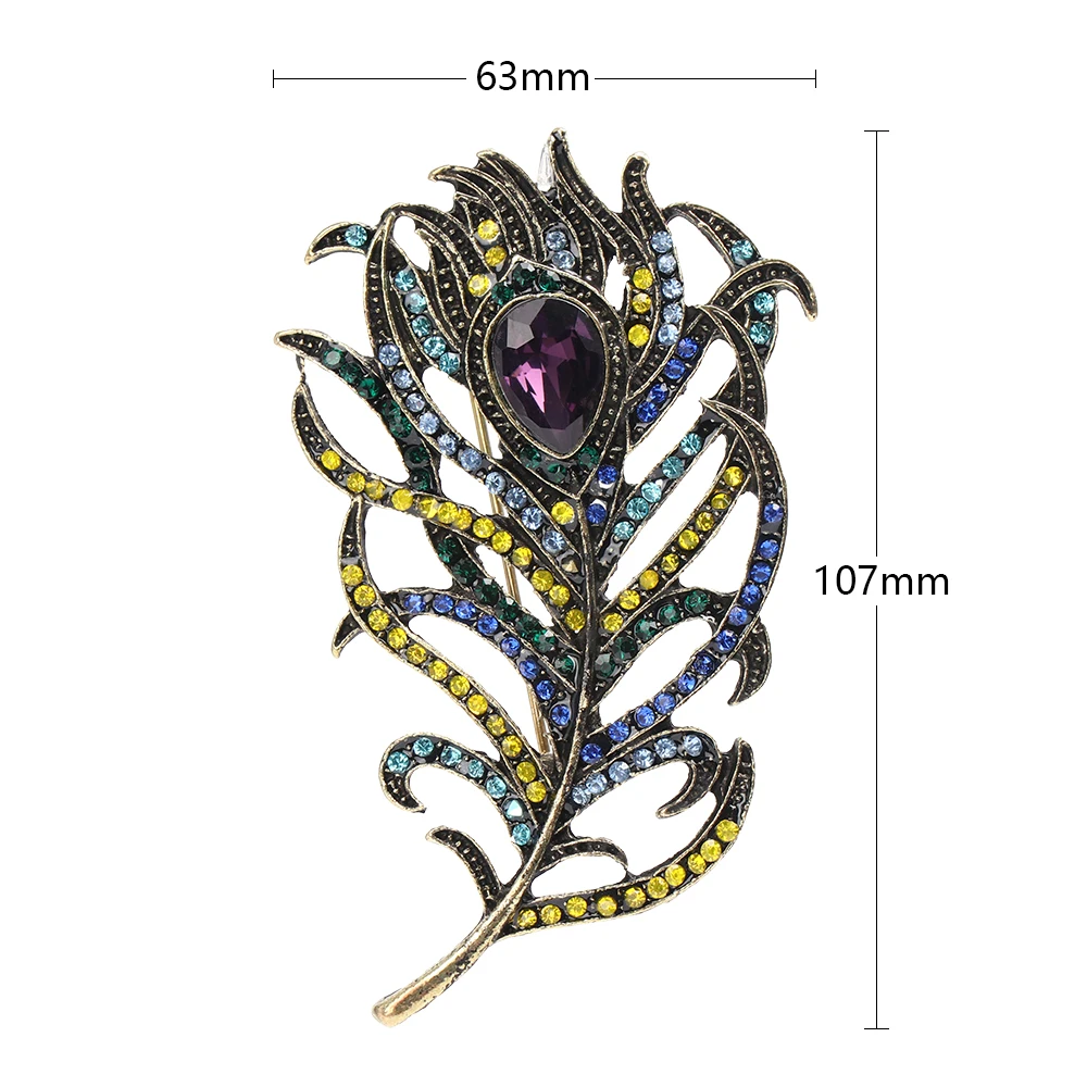 Синий кристалл эмалированные булавки Бохо Павлин Броши в форме пера эмалированные Булавки модные свадебные аксессуары для украшения для одежды Прямая поставка