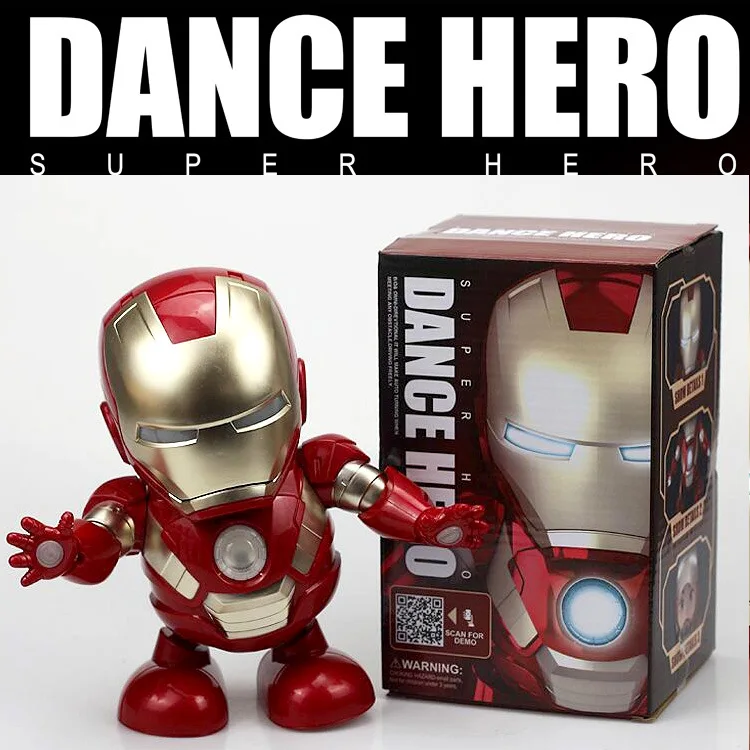 Горячие игрушки Мстители эндигра танцы Железный человек супер герой робот с светодиодный светомузыкальная игрушка Tony Stark электрическая фигурка игрушка для детей - Цвет: BOX 1