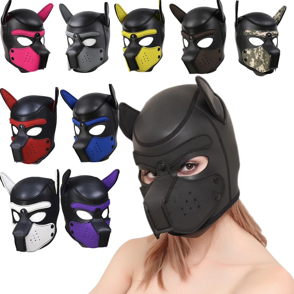 10 цветов M/L Сексуальная маскарадная ролевая маска для собаки на всю голову мягкая латексная резиновая маска для щенка