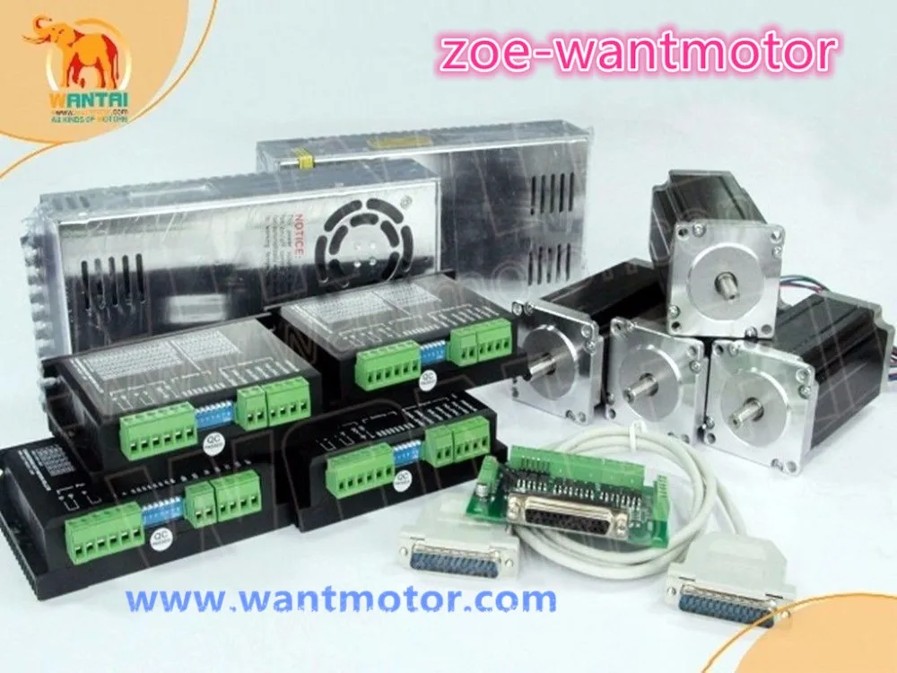 

Ship From DE &Free! Wantai 4 Axis Nema 23 Stepper Motor 57BYGH627 270oz-in&Driver DQ542MA 4.2A 50V 128micro &power supply 350W