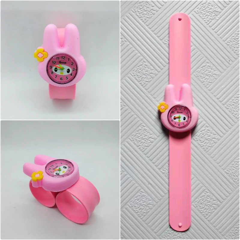 New style! Children Cartoon Quartz Watch 4 Kinds of Animal for Kids Boys Girls Clock Christmas Gift Toys Digital Wrist Watches - Цвет: rabbit pink