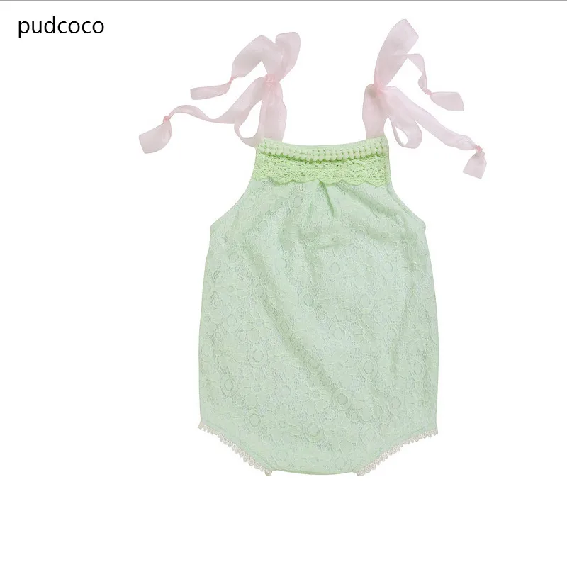 

Summer Cute Lace Floral Sleeveless Rompers 2017 Newborn Infant Baby Girls Green Romper Jumpsuit Outfits Green 0-2T
