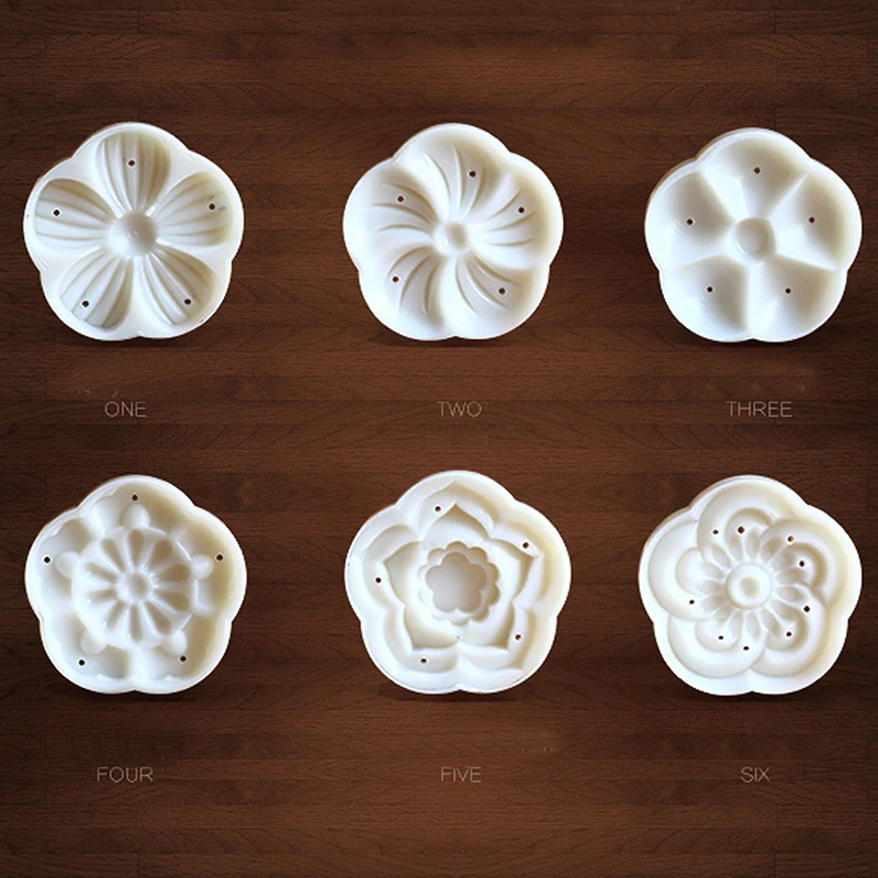 JX-LCLYL DIY 50g Moon Cake Mold W/6 Stamps Mid Autumn Festival Decoration Press