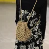Vintage Woven backpack cotton rope bucket small straw bag vacation travel mini fresh backpack hand-woven bags 2