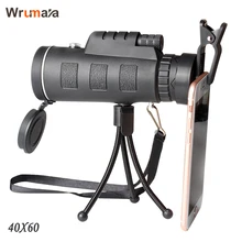 Wrumava 40x60 HD зум оптический высокой Мощность увеличение Монокуляр телескоп с держатель телефона и штатив для всех телефонов