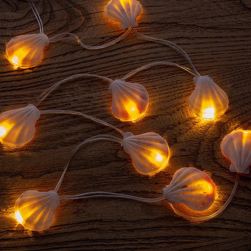 Marine style natural shell conch decoration DIY handmade lighting lamp shell string string marine biological specimen home decor