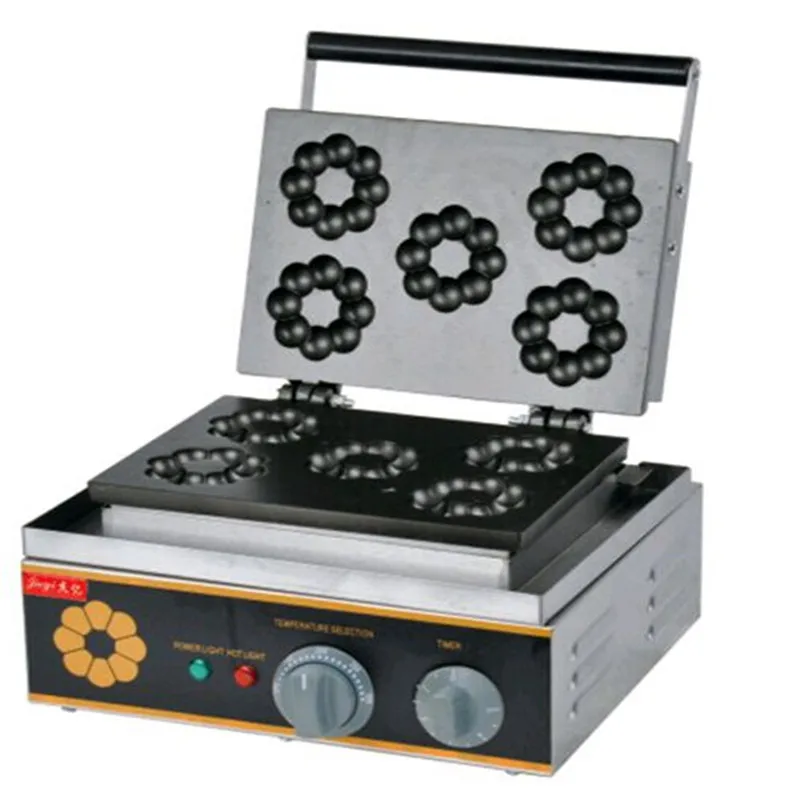 

110V 220V 1550W Non-Stick Commercial Plum Donut Machine Plum Crisp Machine 5pcs Waffle Machine Donut Cake Baker